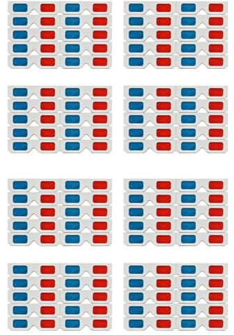 PAGJHRFJG Gafas 3D,80x Lentes Estéreo Papel Rojo y Azul para Películas Set Anaglifo de Papel Gafas 3D
