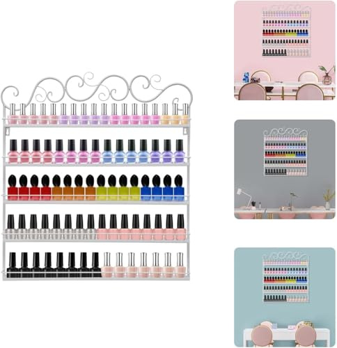 CSYQPDMBDL Scaffale per Unghie,Scaffali per Smalti per Unghie Organizer for smalti da parete, mensola a parete, supporto for organizer multifunzionale for salone/bellezza/negozio di unghie(White)
