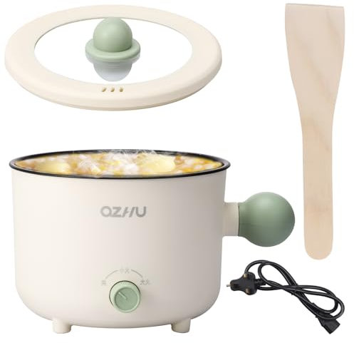 Electric Hot Pot with Steamer, 1.8L/54oz Rapid Noodles Cooker with 2 Power Level, Portable Travel Electric Skillet Non Stick Mini Stock Pot Multi-Function Hot Pots Cooker for Pasta Ramen Noodles