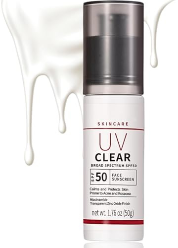 Mineral Sunscreen SPF 50+,Zinc Oxide Sunscreen Face & Body Moisturiser, Sun Cream Face Calms & Protection Skin, No White Cast Sun Screen for Sensitive Skin,UV Clear Broad-Spectrum, 50g