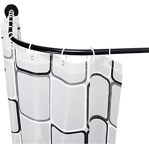 Generico Asta per Tenda da Doccia ad Angolo Curvo, Resistente alla ruggine, per Bagno, in Acciaio Verniciato a Polvere Nera, 100% antiruggine per Bagno, Guardaroba, spogliatoio, Nero, 100-140 cm