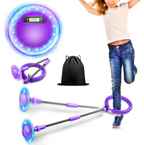 Jalunth Springring Fußkreisel Swing Wheel Outdoor Draußen Garten Strand Blinkt Spielzeug Spiele Kinder Erwachsene Junge Mädchen 5 6 7 8 9 10 11 12 13 Jahre Geburtstag Geschenke mit Lichtrad