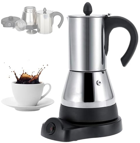 MAIMAILE Caffettiera Elettrica da 400 W/480 W, Caffettiera Elettrica in Acciaio Inox, capacità 4 Tazze (200 Ml)/6 Tazze (300 Ml), Passaggio Automatico alla modalità di Mantenimento in Caldo