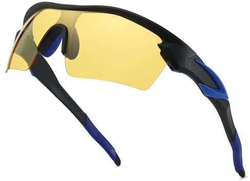 Myiaur Sport Nachtsichtbrille für Herren Polarisierte Blendfreie Nachtfahrbrille Scheinwerferbrille Wraparound-Design für Radfahren, Laufen und Regentage