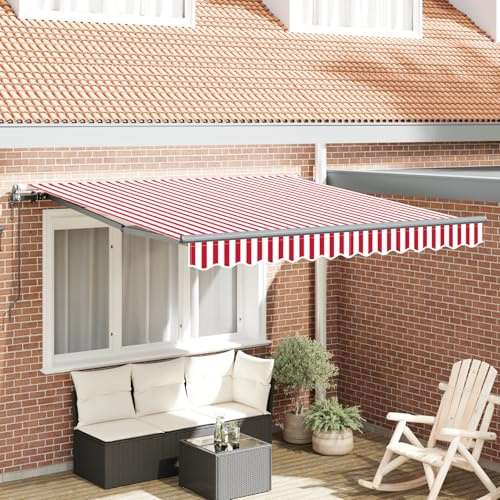Gecheer Toldo Retráctil Automático Rayado Rojo y Blanco, Protección UV, Impermeable, Solo Exterior Modelo LYKQY-3330273ES
