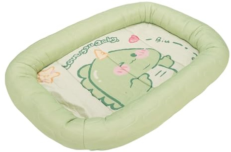 Brrnoo Dinosaur Modèle Refroidissement Lit pour Animaux de Compagnie pour Chiens Chats, avec de la Linge en Latex de la Soie de Glace Machine de Conception Ovale de Couverture Amovible