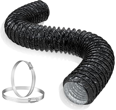 Hon&Guan 150 mm PVC-rör, flexslang upp till 2,5 m med slangklämmor, kan skäras till, värmebeständig för torktumlare, köksfläkt 3D-skrivare, mobil luftkonditionering, ventilation
