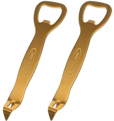 BESPORTBLE 2 Abridores de Botellas Multifuncionales de Acero Inoxidable, Mini Abrebotellas Portátil para Hogar, Bares y Hospitales, Diseño Práctico en Color Dorado, Adecuado para Abrir Tapas