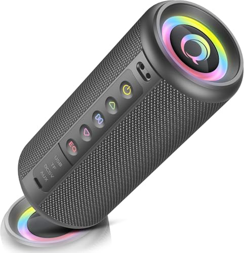 dotn Enceinte Bluetooth puissante, Enceintes Portable Bluetooth 5.4 sans Fil avec 20w stéréo, Appariage TWS, Lumière RGB, 3 EQ Mode, AUX/TF/USB/DC5V, 20H Haut-Parleur Étanche IP7 pour L'extérieur
