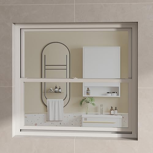 Schiebefenster Hebefenster für Zuhause Service Fenster Küche Imbisswagen Keller Dachboden Lüftungsfenster kommerzielles Aluminium flächenbündig montiert für Schuppen Restaurant(White,60X70CM)
