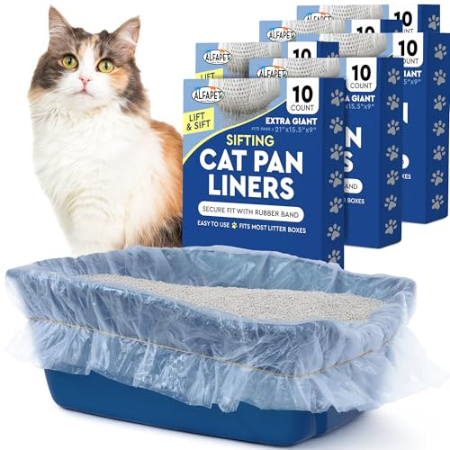 Alfapet Kitty Cat Pan Disposable, Sifting Liners- 10-Pack + 1 Transfer Liner-For Large, X-Large, Giant, Extra-Giant Size Litter Boxes- Pack of 6, 40 in X 38 in