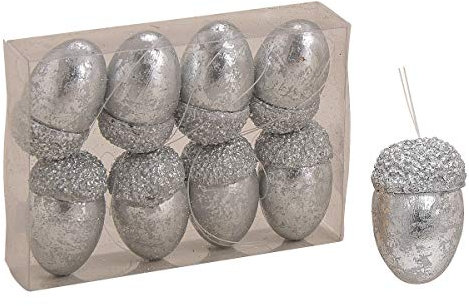 unbekannt 8 Weihnachtsanhänger Eichelnuss Silber 7 x 5 cm Baumschmuck Weihnachten