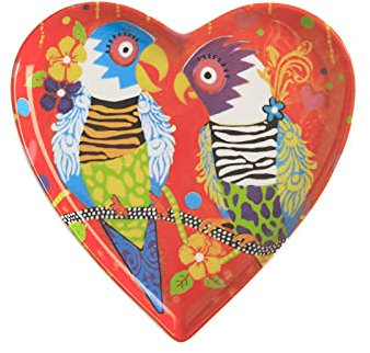 Maxwell & Williams Love Hearts Heart Shaped Side Plate with Tiger Tiger Design, Gift Boxed, Porcelain, Red, 15.5 cm