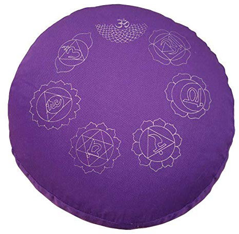Saraswati Meditationskissen mit Inlet 7 Chakren Baumwolle(80%), Polyester(20%) lila 35x15cm mit hochwertigem Bio-Dinkelspelz gefüllt