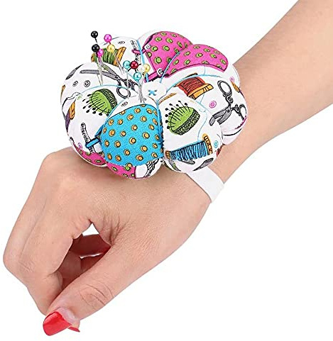 ANCLLO 2 Stück Handgelenknadelkissen, DIY-Handwerk-Werkzeug, Handgelenk-Nadelkissen, Nadelkissen, niedliches Nadelkissen mit elastischem Handgelenkgürtel (#1)