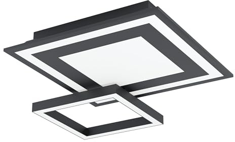 EGLO connect.z Smart-Home LED Panel Savatarila-Z, ZigBee | App und Sprachsteuerung Alexa, Lichtfarbe einstellbar (warmweiß-kaltweiß), RGB, dimmbar, Metall Deckenlampe schwarz
