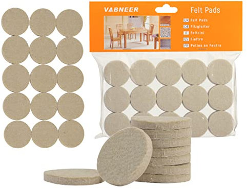 VABNEER 60 Pezzi Feltrini Autoadesivi Rotondi, 35mm Feltrini per Sedie con 5mm Spessore，Feltrini Proteggi Mobili e Pavimenti
