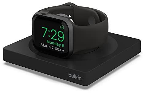 Belkin Apple Watch Ladegerät, MFi-zertifiziertes drahtloses Ladepad mit Weckermodus, minimalistisches Design, inklusive USB-C-Kabel für die Apple Watch Series 8, Series 7, Series 6, Ultra und mehr