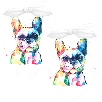 Hundehalstuch, Motiv: Französische Bulldogge, Aquarell-Illustration, Haustier-Schal, Chiffon-Bandanas, Dreieck-Lätzchen, Zubehör für kleine, mittelgroße und große Hunde, Welpen, Haustiere