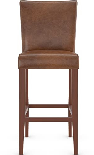 Pranzo Tabouret de bar en cuir aniline (haut, brun clair et noyer)