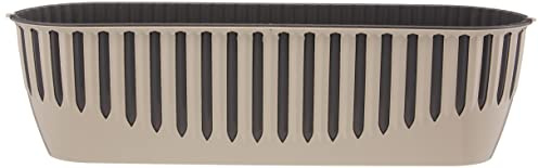 Lot de 2 jardinières de luxe pour piano avec drainage - 8 l - Pour rebord de fenêtre - 51 x 15 cm (crème)