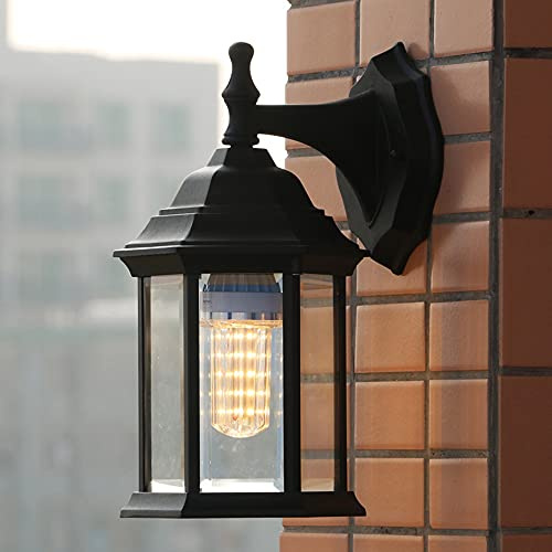 Mengjay Außenlampe Vintage schwarz Wandlampe Wasserdicht IP24 Aluminiumguss und Glas Aussenleuchte Retro E27 Landhaus Gartenlampe Hauseingang Hoflampe Eingangs Außen-Wandleuchte