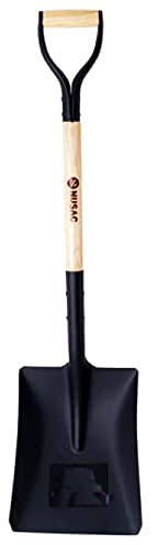 Bricoloco Pala Redonda o Cuadrada para jardinería, Obra, Industrial, Nieve, bodegas, Profesional-Palas Acero Alta Resistencia SAE 1045 (Pala Cuadrada Mango Anilla)