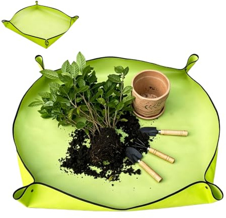 Vastsea Tapis de Plantation, Tapis de Plante Jardinage Pliable, Tapis de Rempotage, pour Rempotage, Plantes Succulentes Jardin Intérieur Plant Care (Vert, 75x 75cm)