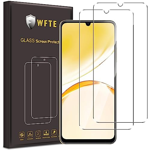 WFTE [2-Pack Protector de Pantalla para Realme C53 4G/Narzo N53/Xiaomi Redmi 13C,9H Dureza,Huellas Dactilares libre,Sin Burbujas,HD Film Cristal Templado Protector de Pantalla Xiaomi Redmi 13C