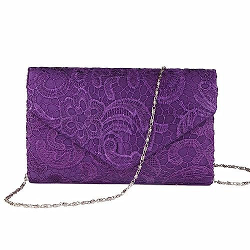 Abendtasche Damen Clutch Seide Damen Dinner Bag Handheld Tasche Single Lace Kleid Brautjungfer Tasche Lila