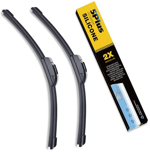 5 PLUS® Silicone Wiper Bades 24 22 Inch FORD Flex 2019-2009/DODGE Avenger 2014-2007/NISSAN Titan Armada 2015-2004/CHRYSLER Sebring 2014-2007 Automotive Replacement Windshield Wiper Blades For My Car