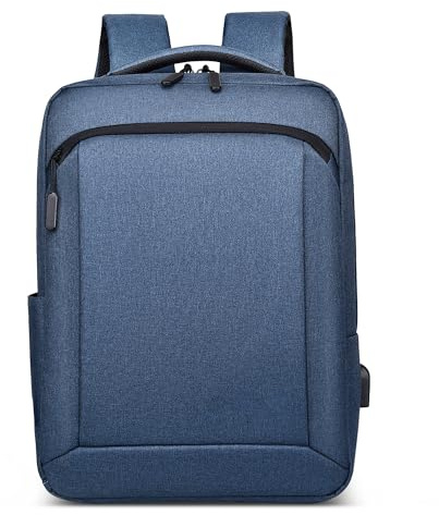 DEEVORCA Moda Mochilas Hombre Elegante Impermeable 14 Pulgada Computadora Portatil Bolsas con Puerto USB Mochila para Escuela Viajar Trabajo Negocio Casual Cámping Hombre Backpack Azul