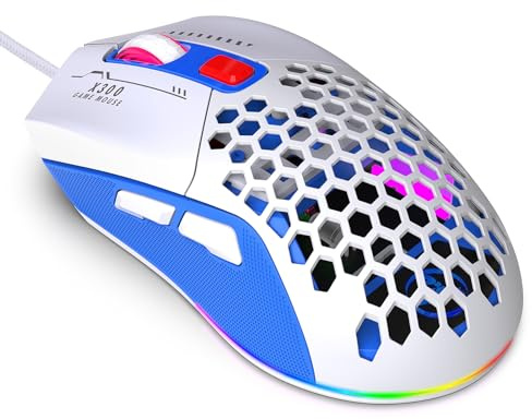 YIWENG X300 Wired Gaming Mouse 6 Adjustable DPI Levels 14 RGB Lighting Modes Replaceable Rear Cover Ergonomic Design 6-Key Macro Programming for Gamers,wired gaming mouse