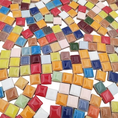 Quadratische Keramik-Mosaikfliesen zum Basteln, 1,2 x 1,2 cm, Porzellan-Mosaikfliesen, quadratische Mosaikstücke für DIY-Mosaikprojekte, Heimdekoration (gemischte Farben)