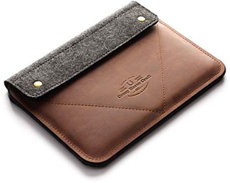 Crazy Horse Craft, Funda de piel para iPad Pro 12.9, color marrón clásico, funda para tableta, protector de pantalla, bolsillo para lápices, funda para teclado mágico, bolsa vintage