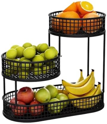 Fruteros de Cocina Cesta de frutas de 2 niveles, bandeja de frutas for encimera, mesa de centro for sala de estar, bandeja de frutas multicapa, estante for frutas, bandeja for refrigerios, cesta de fr