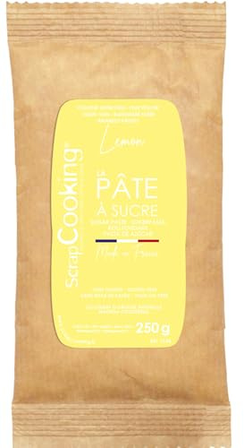 ScrapCooking - Pâte à Sucre Jaune « Lemon » 250 g - Colorant d’Origine Naturelle - Sans Gluten, Sans Huile de Palme - Pour Gâteaux, Pâtisseries - Fabriquée en France - 7628