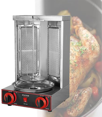 LwiftGal Parrilla De Barbacoa De Gas Comercial, Máquina Doner Kebab, Parrilla De Horno Asador Vertical, Máquina De Asador Gyro, para Restaurante De Cocina, Al Aire Libre,Silver-M