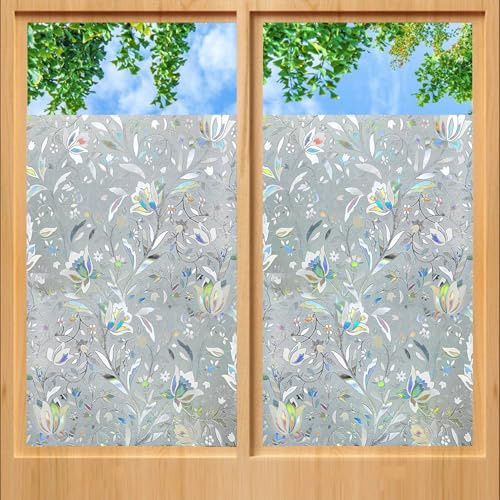 Vinilos para Cristales Vinilo 20 x 700 cm, Opaco, Privacidad, Estático Anti UV, Autoadhesivo Decorativo Mate, Película de Privacidad y Protección, para Cristal Bano Cocina, tulipán