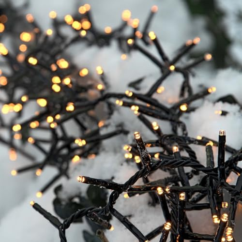 hellum Lichterkette 288 LED warmweiß, LED Lichterkette außen, Snake, warmweiß 5,74 m beleuchtete Länge, für Weihnachtsbaum < 59 Lumen, Kabelfarbe schwarz 152395
