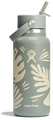 Hydro Flask Botanical Bliss Wasserflasche – isolierter Edelstahl – breiter Strohhalm-Deckel, auslaufsicher, auslaufsicher, 900 ml