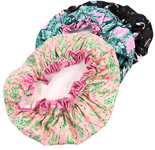 FRCOLOR 3pcs Cradle Cap Treatment Hats Digital Printing Shower Cap for Satin Bonnet Dry Hair