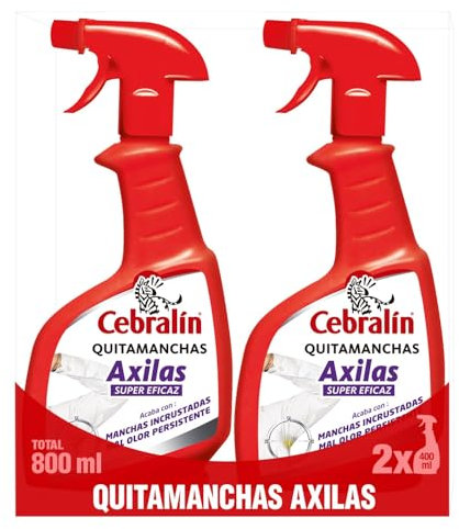 Cebralín - Quitamanchas Axilas, Elimina las Manchas Amarillas y Cercos en Axilas, Quita el Mal Olor Persistente, Sin Lejía - Pack de 2 x 400 ml = 800 ml