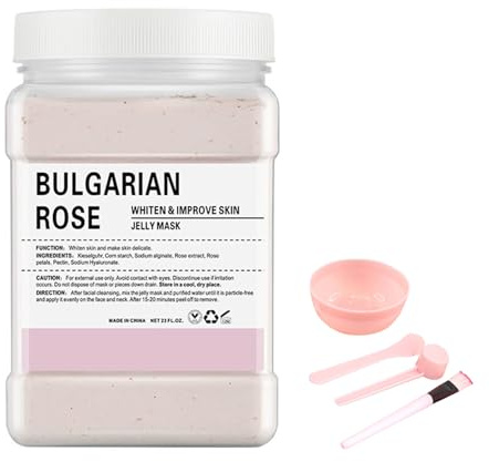 Rosen Soft Mask Pulver 650g Mit Werkzeug - Jelly Maske Für Gesicht, Feuchtigkeitsspendend Und Pflegend, Professionelle Peel-off-Hydro-Maske Pulver Lässt Die Haut Weich, DIY Spa