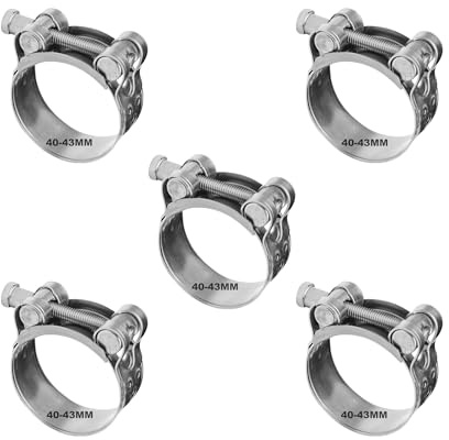 SZWLJ Abrazadera de perno articulado de acero, 5 unidades de 40 – 43 mm | Inox 304,juego de abrazaderas de escape duraderas, abrazaderas de manguera y bornes,tuberías, conexión segura y fiable para