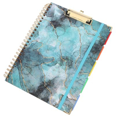 DIYEAH Taccuino Multifunzionale Con Pocket Per Documenti e Supporto Per Scrittura Notepad Pu Marmo Per Ufficio Scuola e Università Per Organizzazione e Produttività
