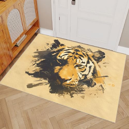 Generisch Teppich Wohnzimmer 180X240 Motiv Tiger Anti-Rutsch Kurzflor Weich Waschbare Fußmatte,Teppich Modern Für Kinderzimmer Schlafzimmer Küchen Indoor Wohndeko,RSK978