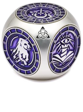 HNCCESG Dé Rotatif DND 7 en 1 en Métal, Dé 6 Faces pour Jeu de Rôle Donjon et Dragon, D4 D6 D8 D10 D12 D20 D00, Dé Spinner RPG avec Coffret Cadeau (Blanc Violet)