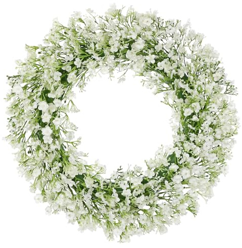 Künstliche Schleierkrautkranz Türkranz Klein Blumenkranz Deko Türkranz Wandkranz Frühlingsdeko für Frühlings-Sommer-Osterdekoration, Zuhause, Parties, Türen, Hochzeiten, Blau