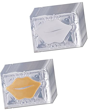 OATIPHO Moisturizing Lip Mask Pads 20pcs Hydrating Crystal Lip Skin Care Masks White and Gold